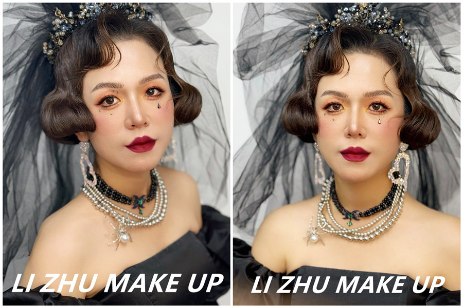 暗系朵拉造型，南寧培訓(xùn)化妝高彩作品